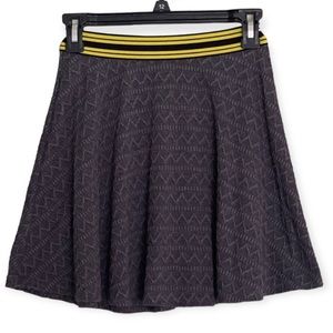 princess vera wang Black Textured Skater Skirt with Yellow Stripe Waistband